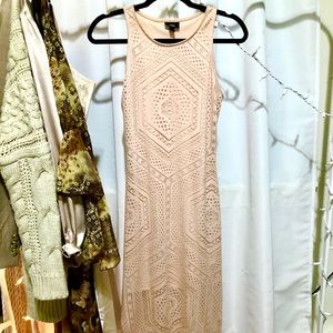 Light Pink Crochet Summer Maxi Dress